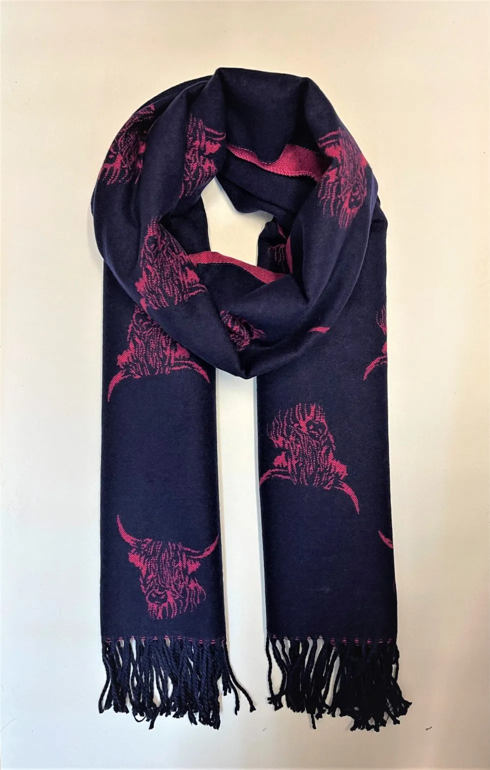 Butterfly Reversible Highland Cow Scarf