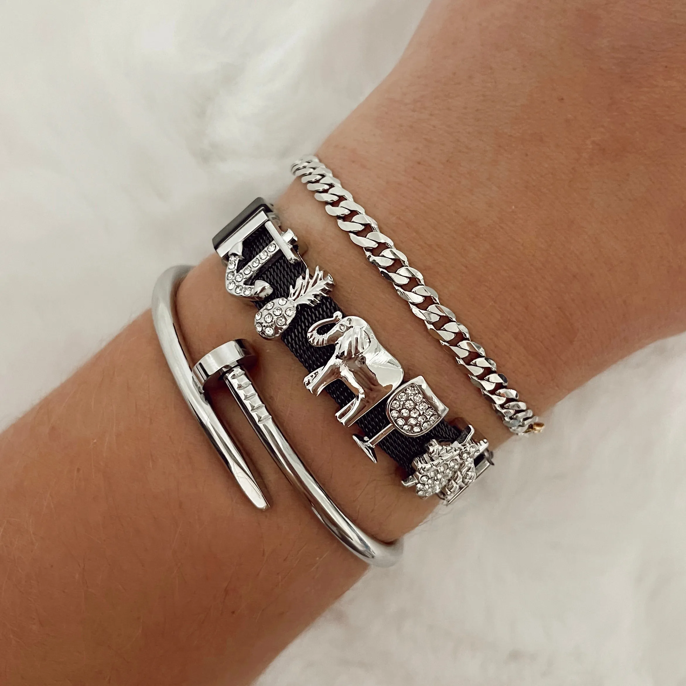 BYO Silver & Black Charm Bracelet