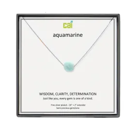 CAI Aquamarine Square Gemstone Necklaces