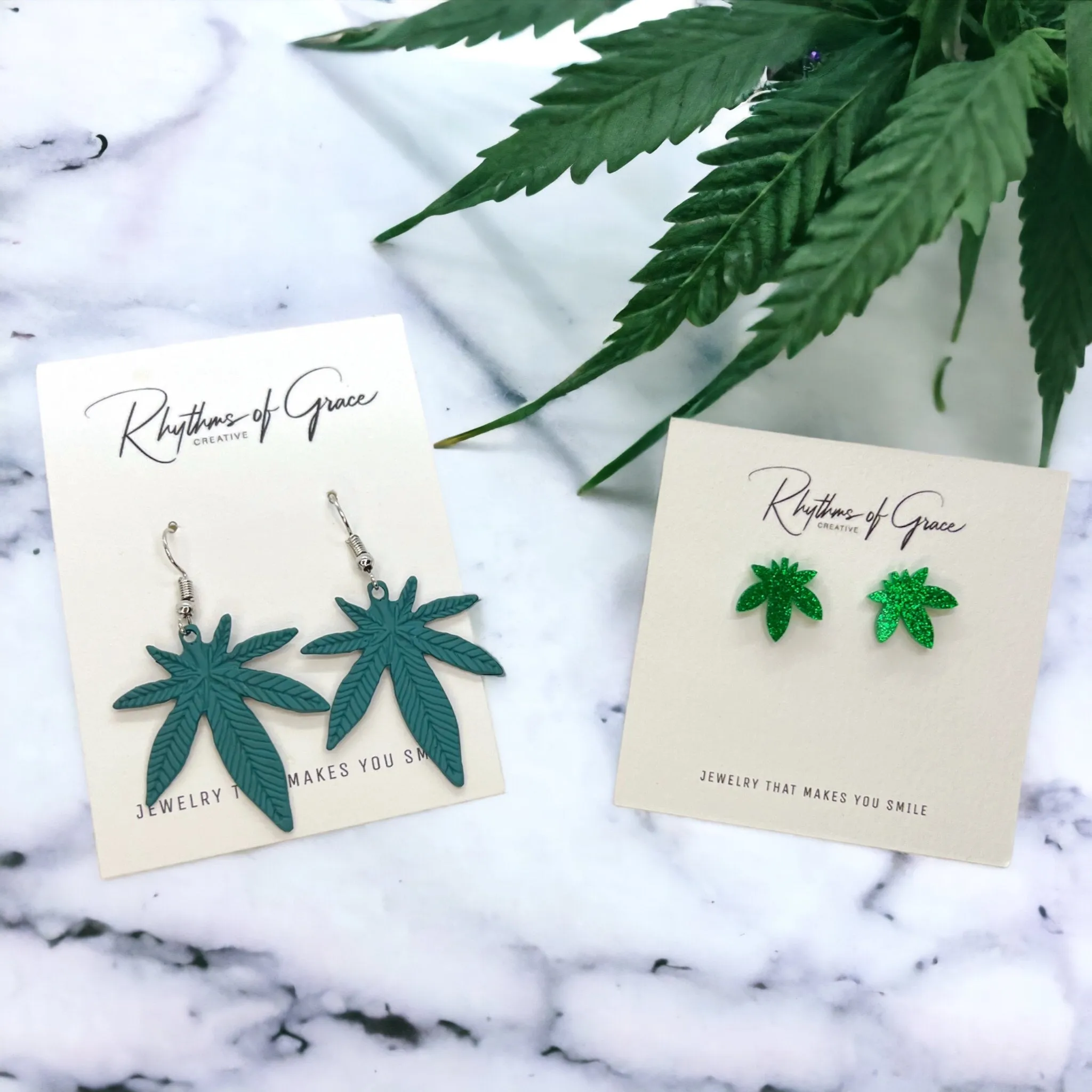 Cannabis Earrings - Weed Earrings, Ganja Studs, Mary Jane, Handmade Earrings, Marijuana Earrings, 420 Accessories