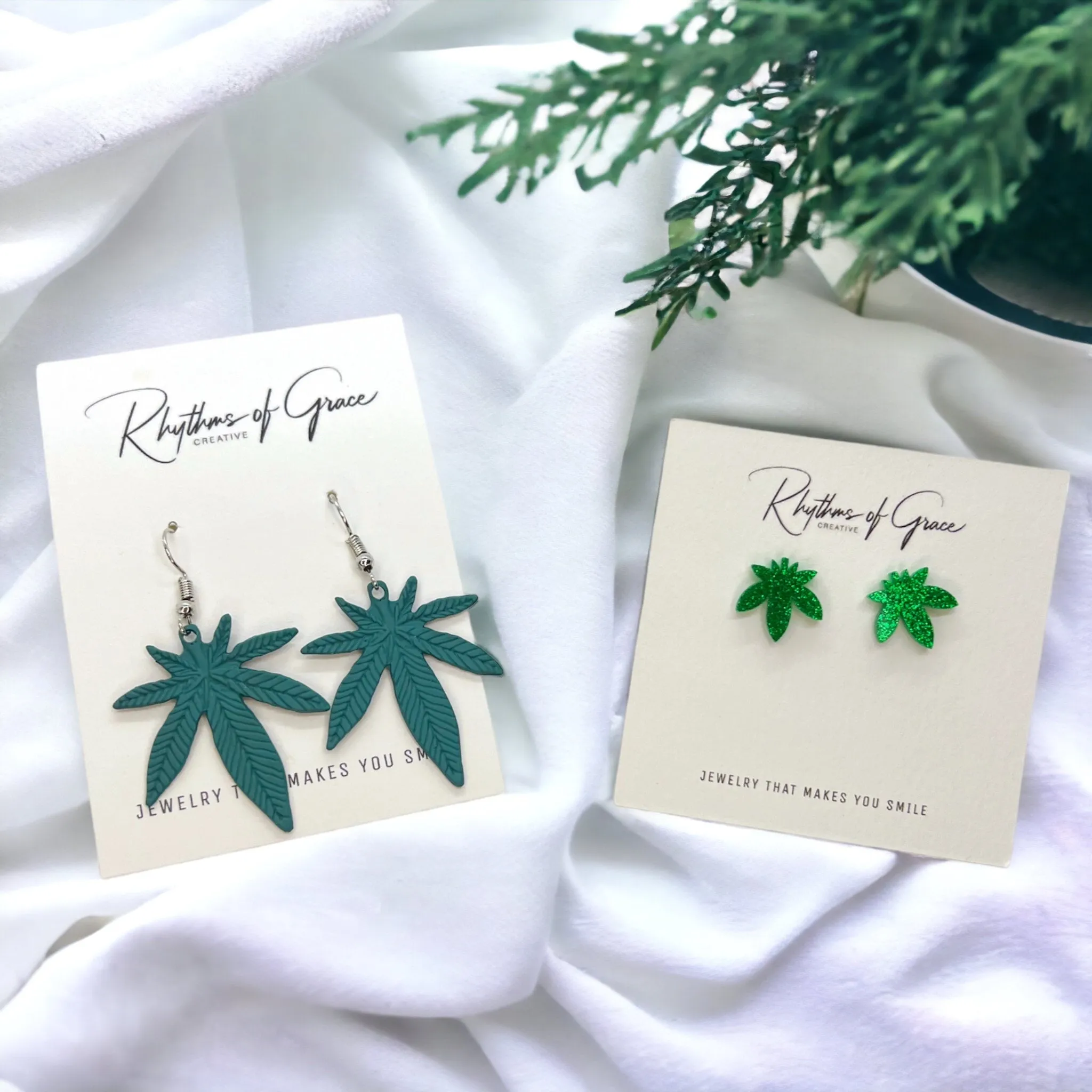 Cannabis Earrings - Weed Earrings, Ganja Studs, Mary Jane, Handmade Earrings, Marijuana Earrings, 420 Accessories