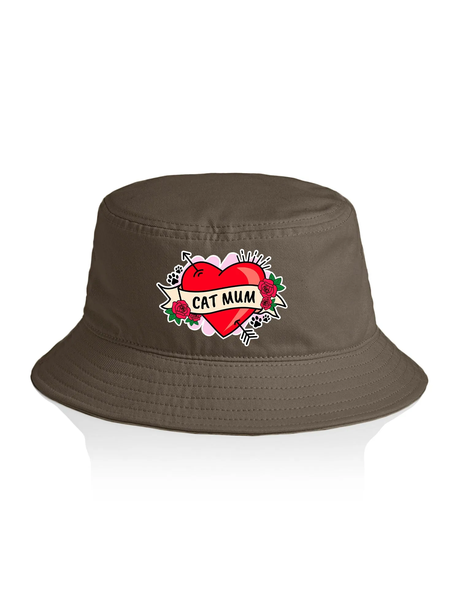 Cat Mum Heart Tattoo Bucket Hat