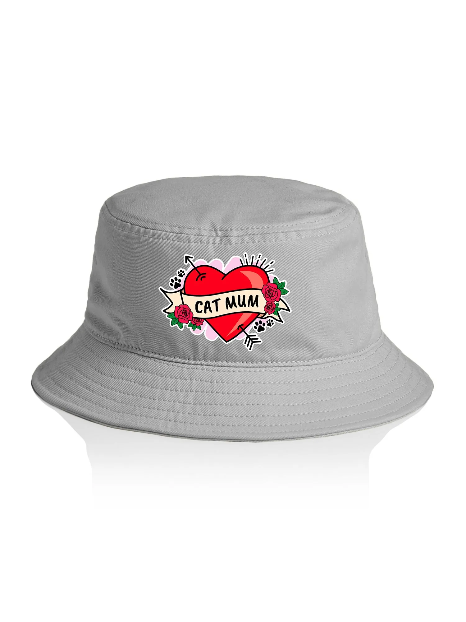 Cat Mum Heart Tattoo Bucket Hat