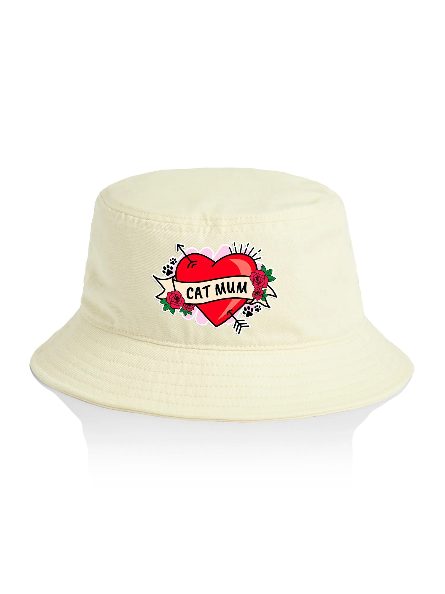 Cat Mum Heart Tattoo Bucket Hat