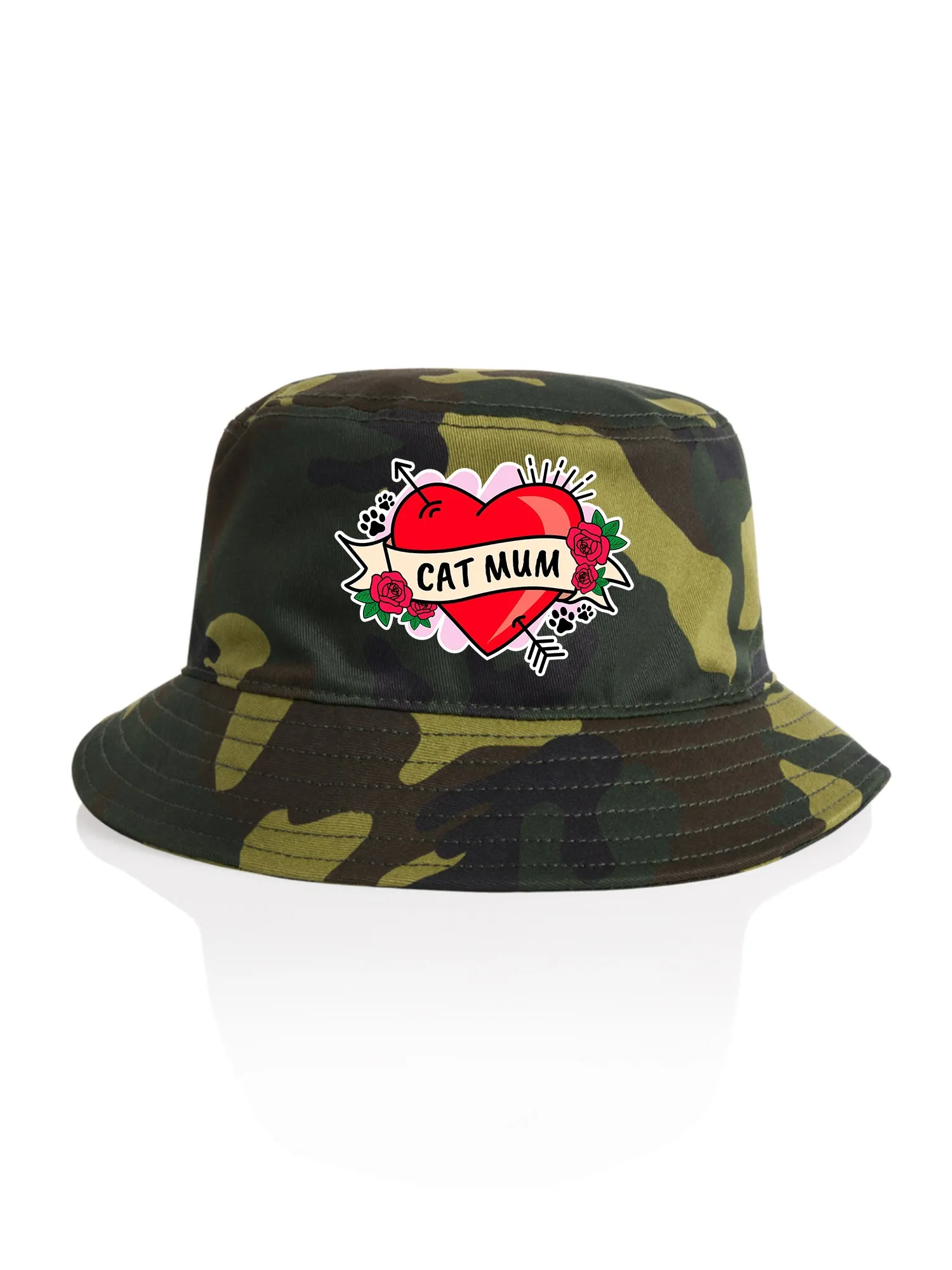 Cat Mum Heart Tattoo Bucket Hat