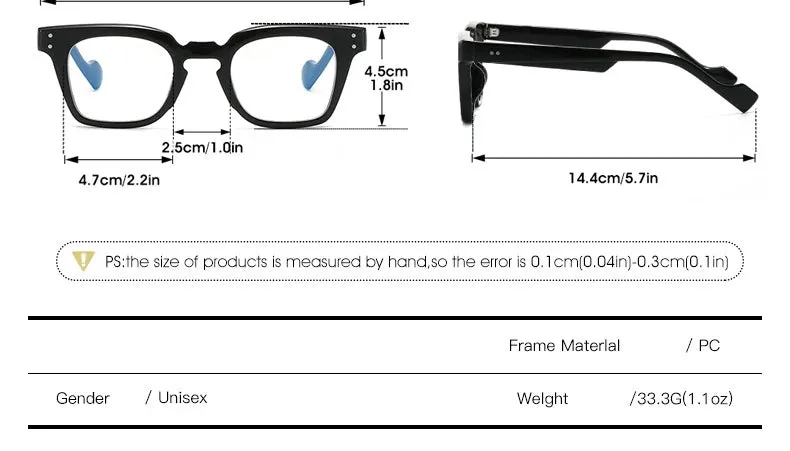 CCspace Women's Full Rim Square Polycarbonate Reading Glasses R57198