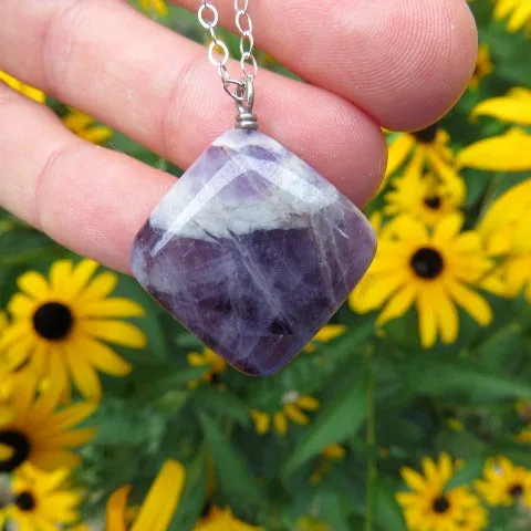 Chevron Amethyst Crystal Necklace | Sterling Silver Amethyst Jewelry