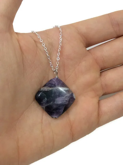 Chevron Amethyst Crystal Necklace | Sterling Silver Amethyst Jewelry