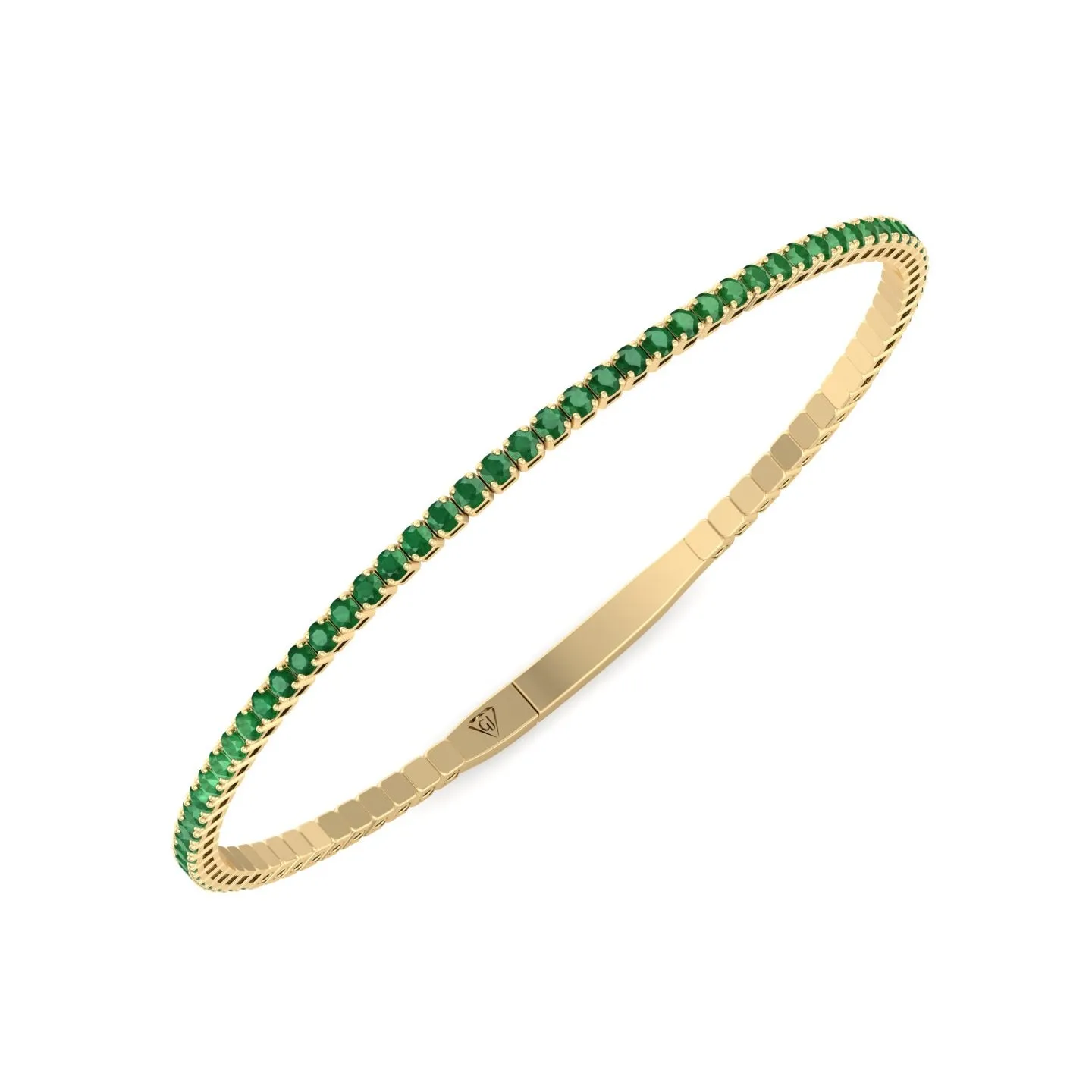 Chiara - Flexible Natural Emerald Bangle in 14K Solid Gold