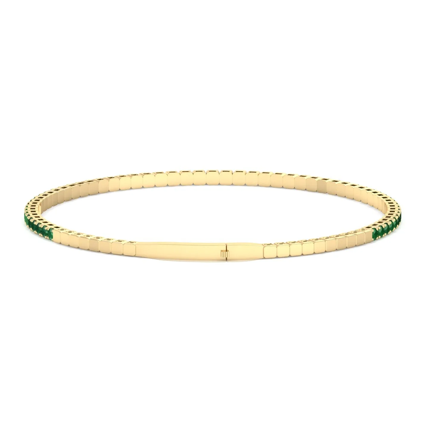 Chiara - Flexible Natural Emerald Bangle in 14K Solid Gold