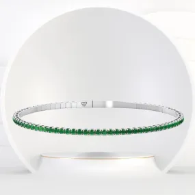 Chiara - Flexible Natural Emerald Bangle in 14K Solid Gold