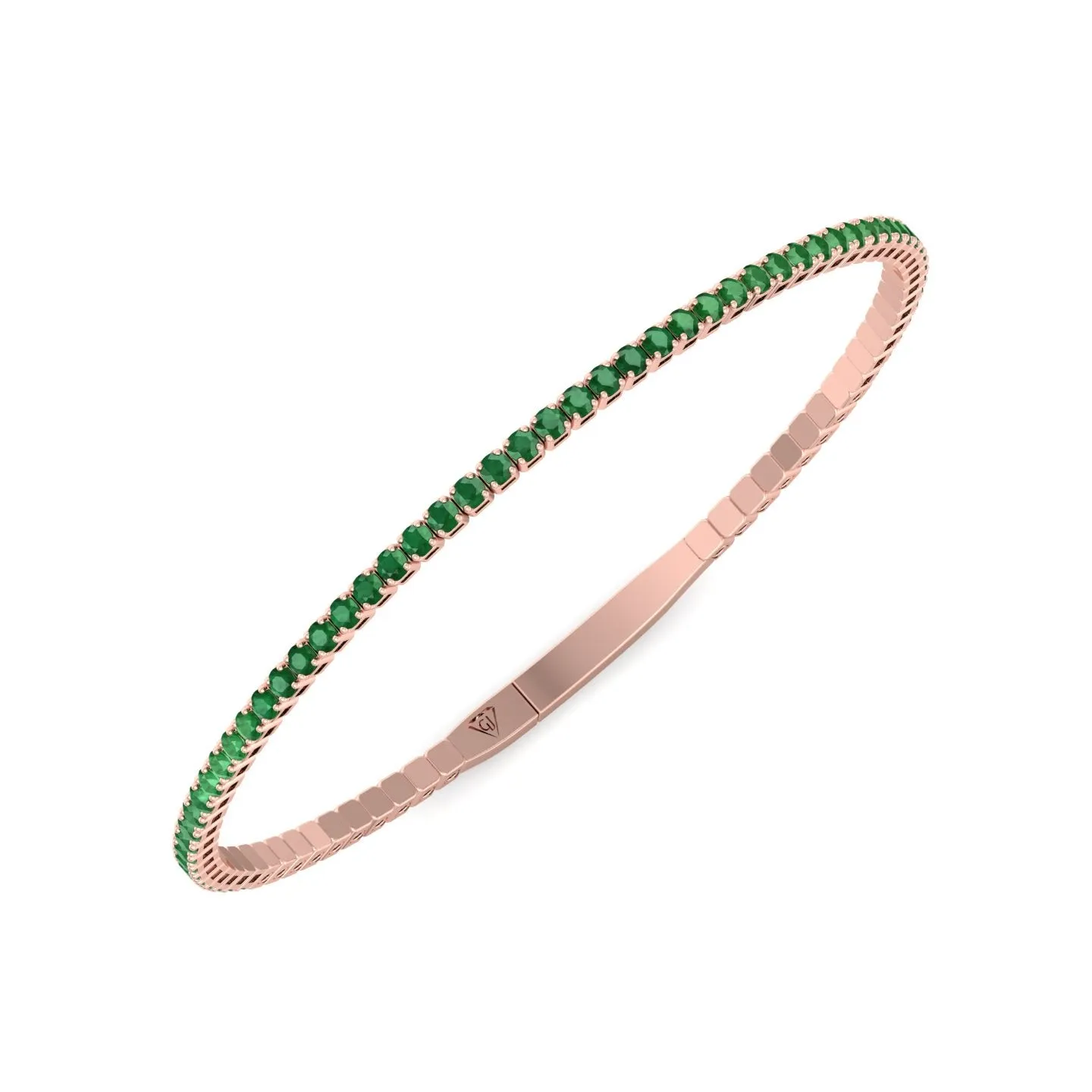 Chiara - Flexible Natural Emerald Bangle in 14K Solid Gold