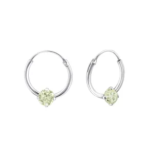 Children's Sterling Silver 'August Birthstone' Hoop Earrings