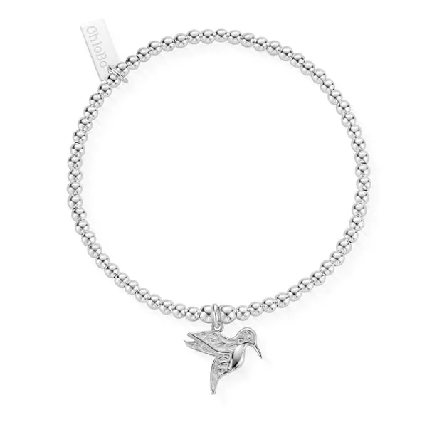 ChloBo Cute Hummingbird Silver Bead Bracelet