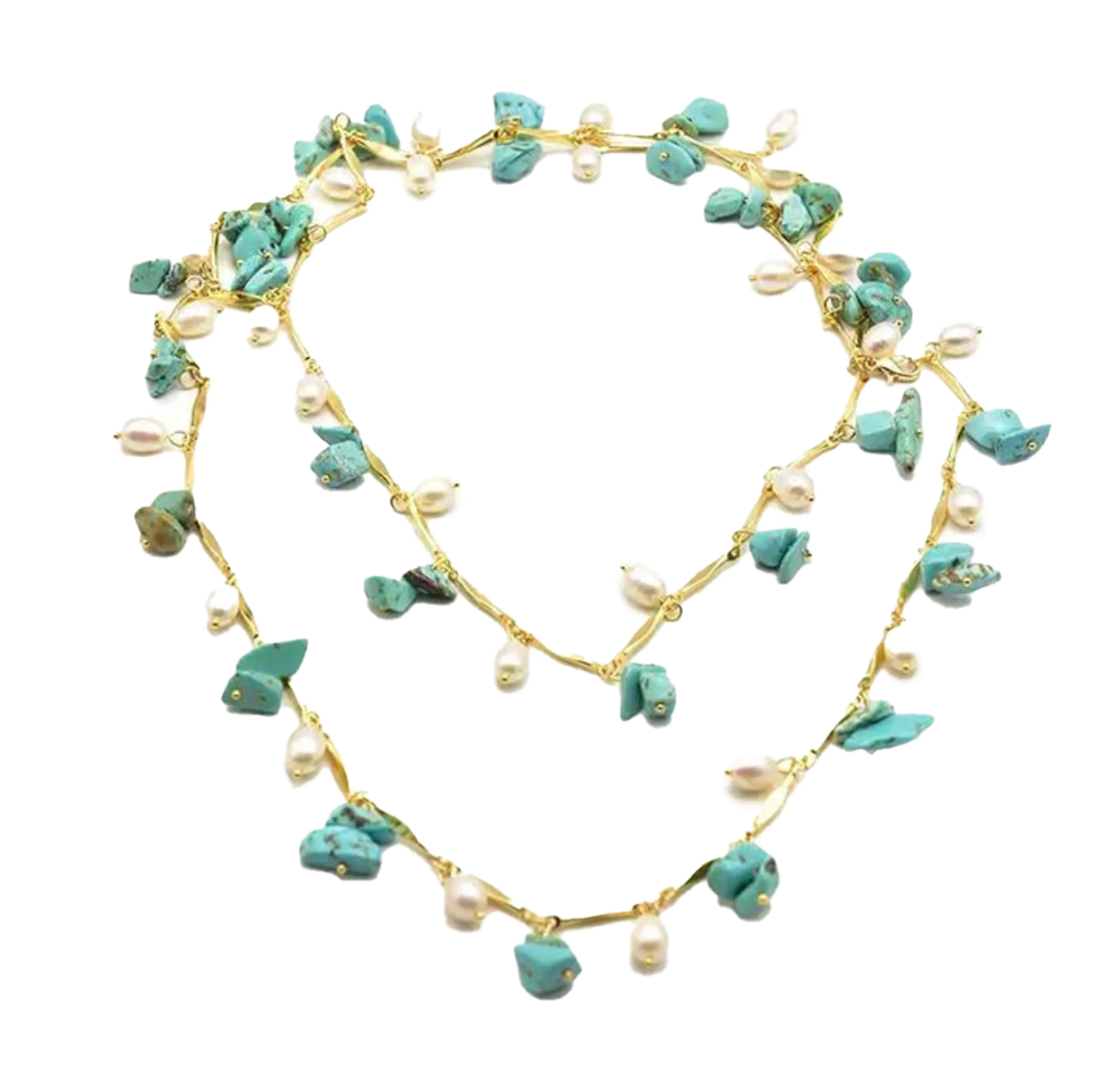 Chokore Turquoise Pearl Long Necklace