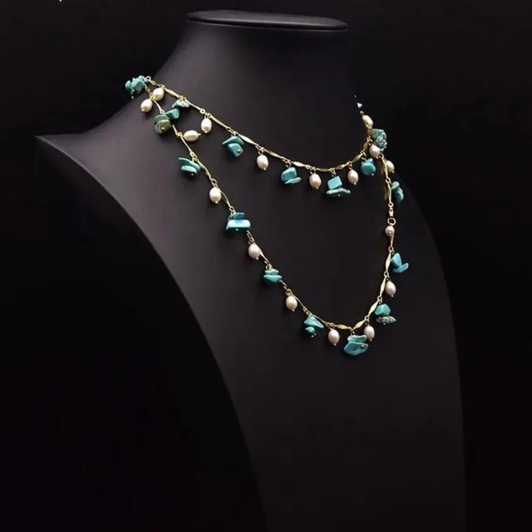 Chokore Turquoise Pearl Long Necklace