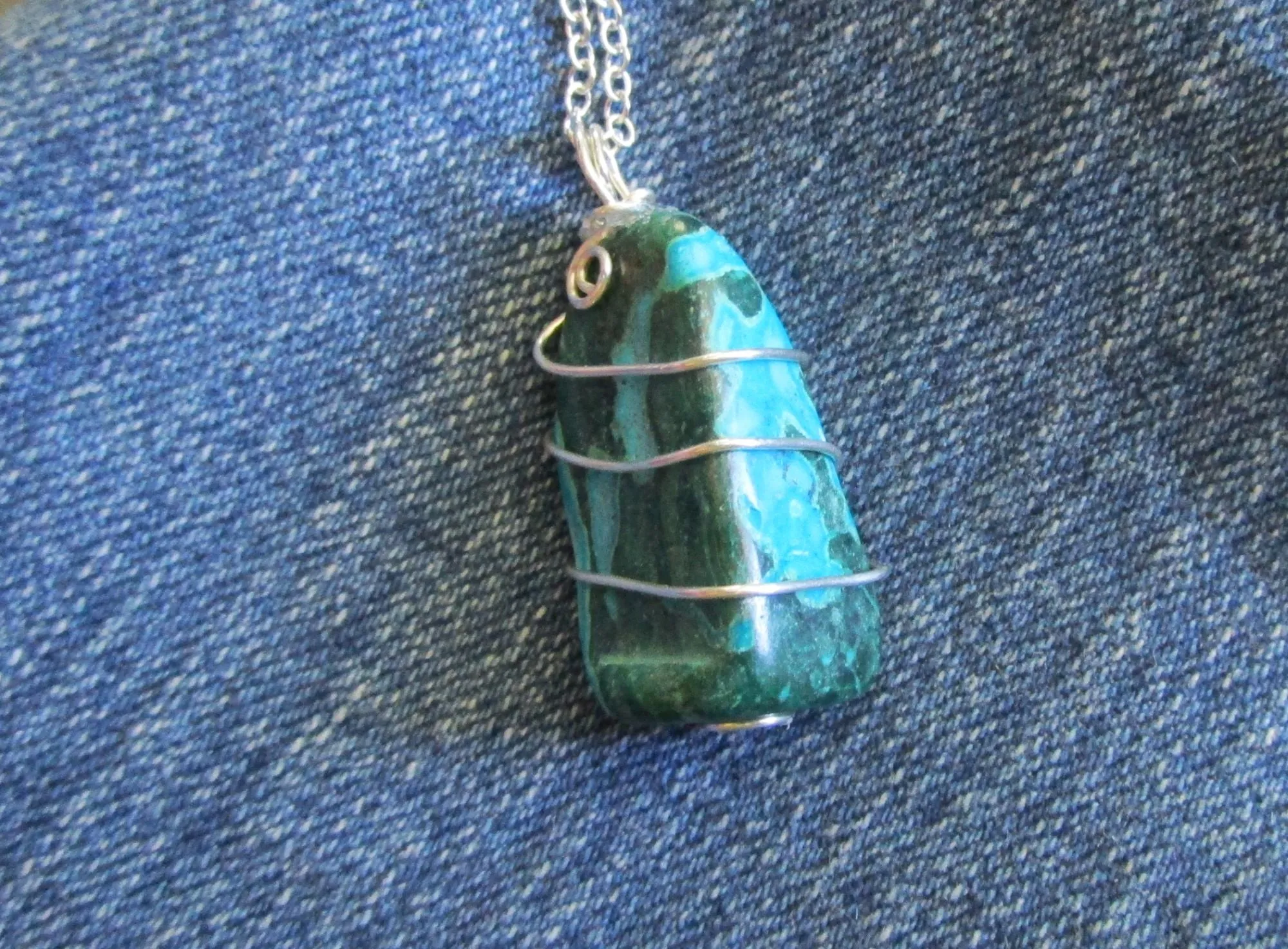 Chrysocolla Natural Colorful Crystal Pendant Necklace