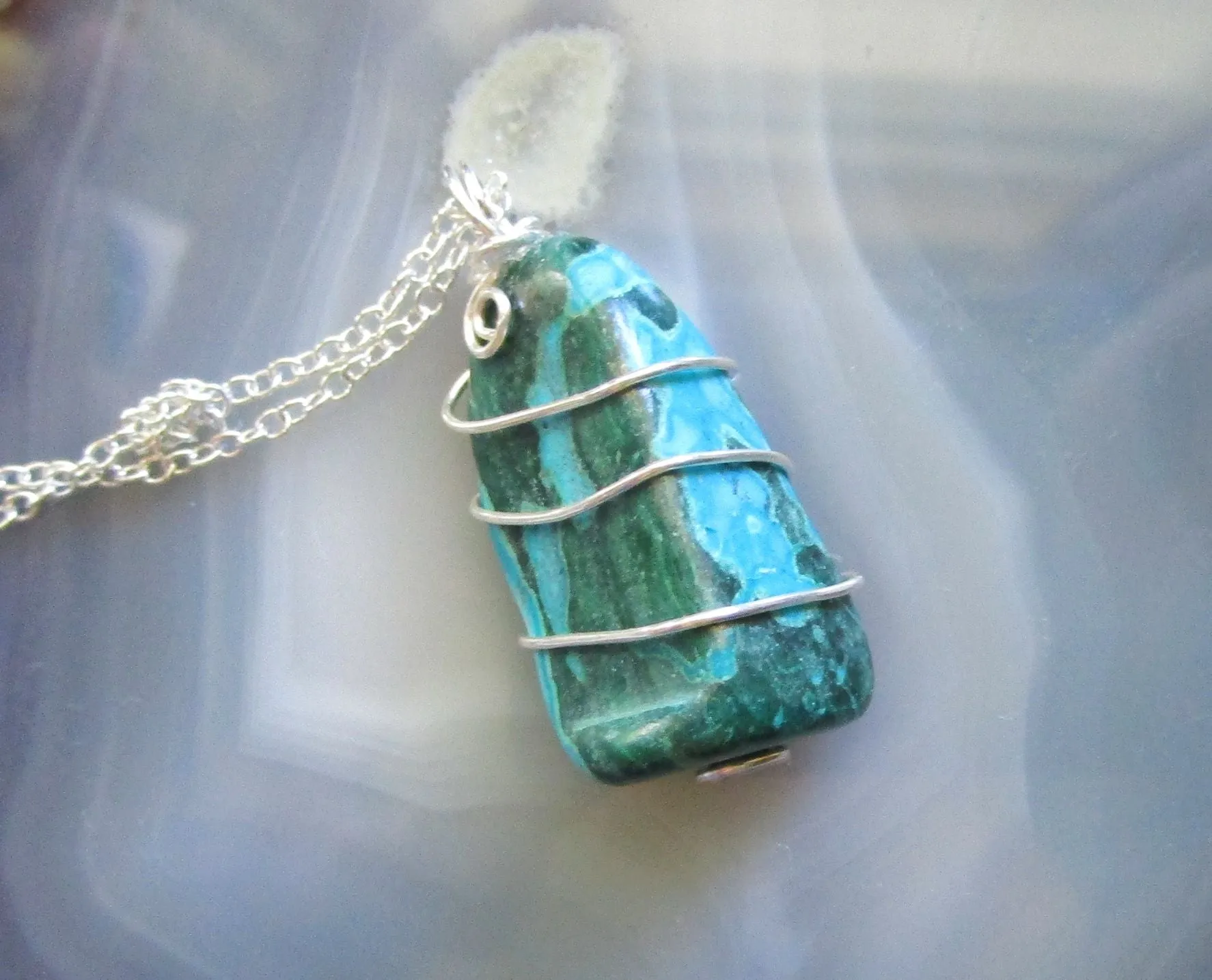 Chrysocolla Natural Colorful Crystal Pendant Necklace