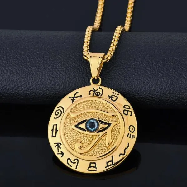 Classy Men Gold Eye Of Horus Pendant Necklace