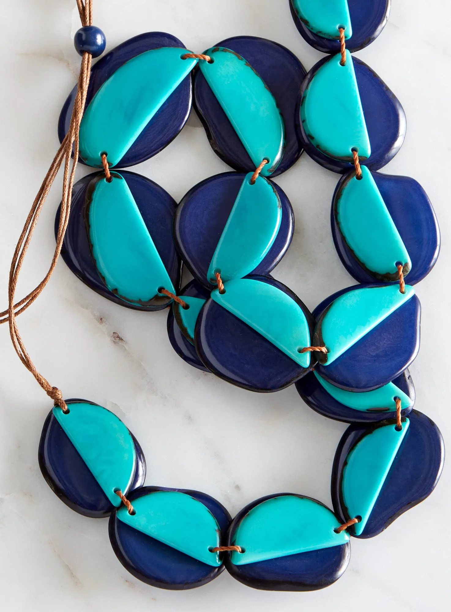 Cool Blue Layered Tagua Necklace