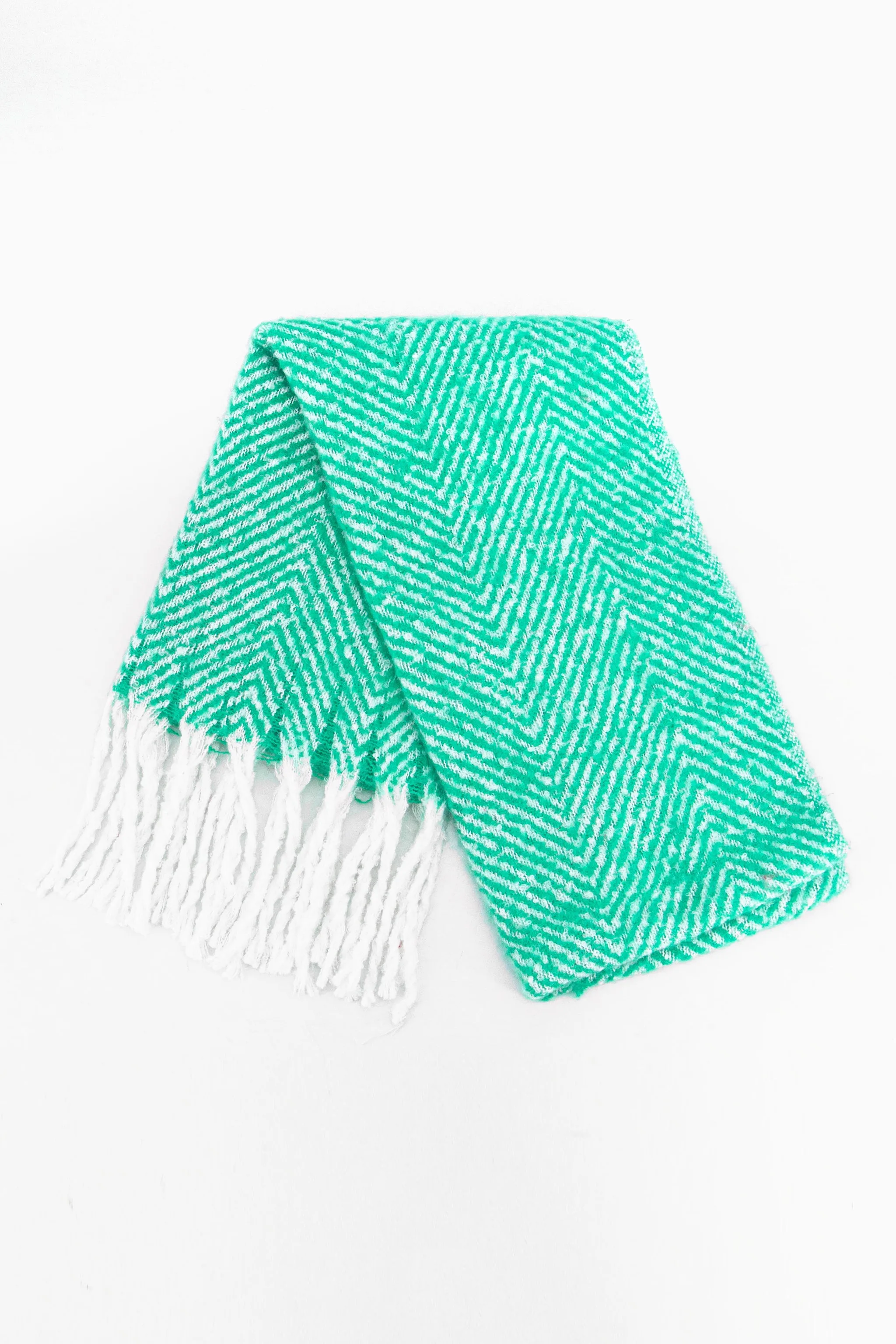 Cooper Heavyweight Scarf - Green, Herringbone