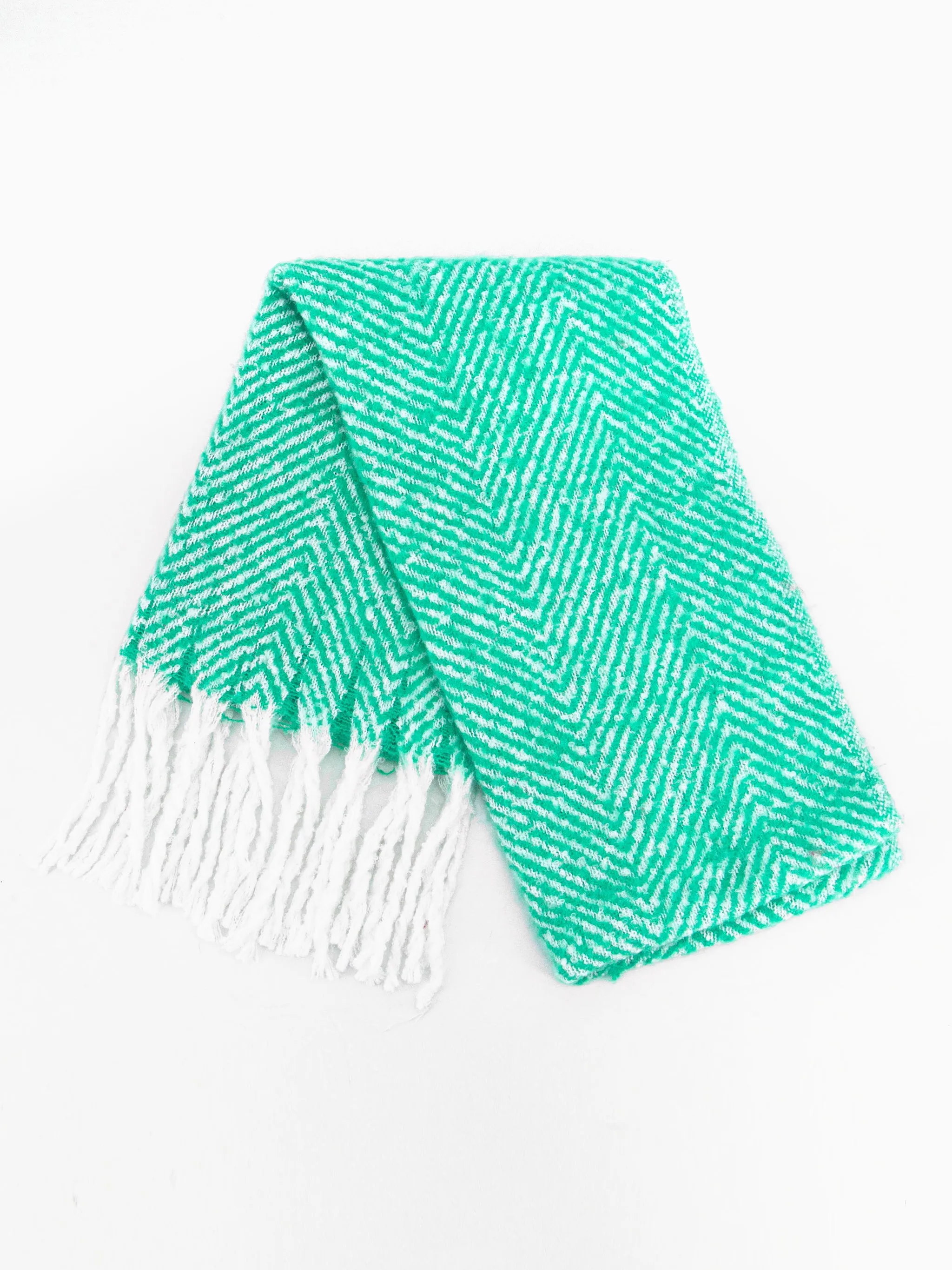 Cooper Heavyweight Scarf - Green, Herringbone