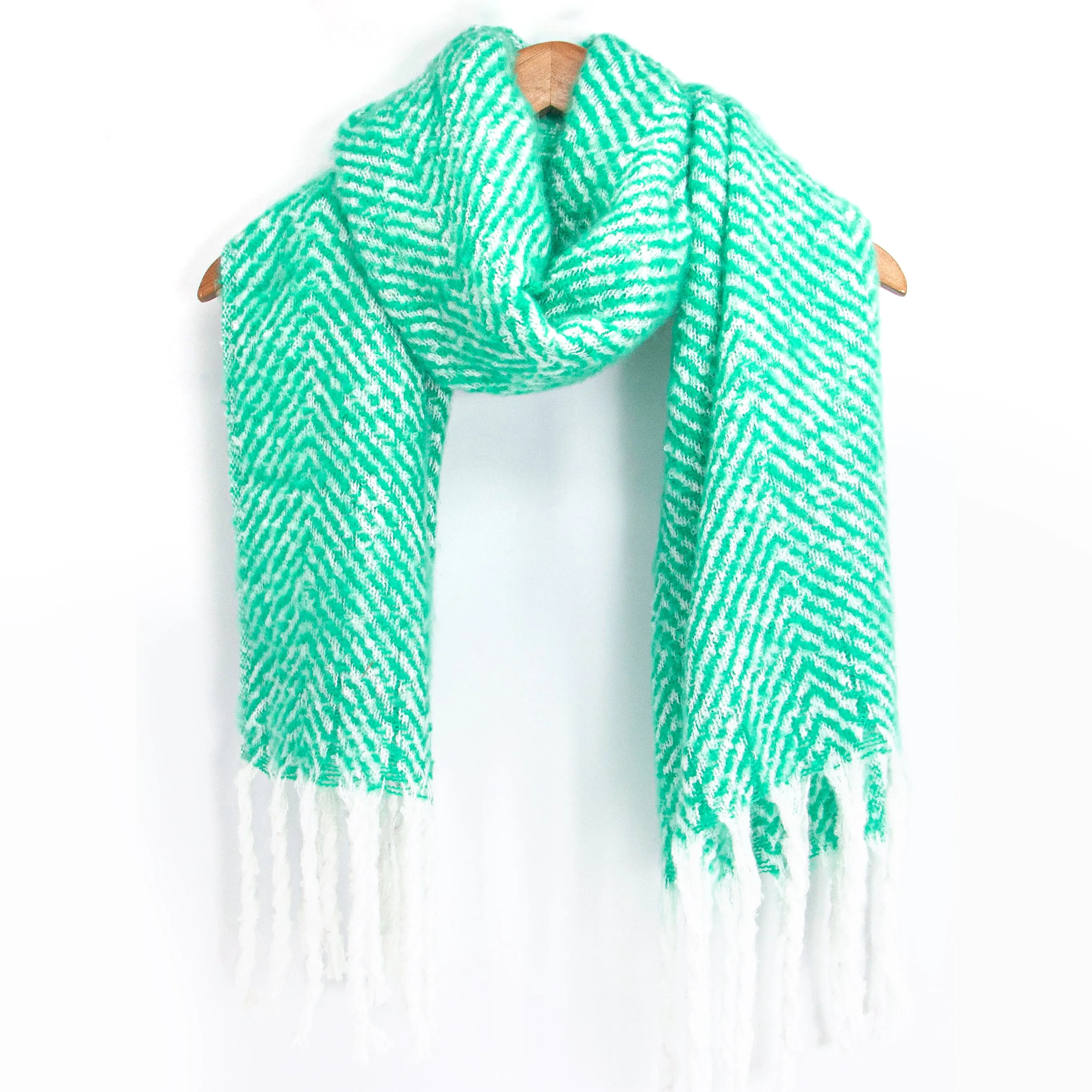 Cooper Heavyweight Scarf - Green, Herringbone