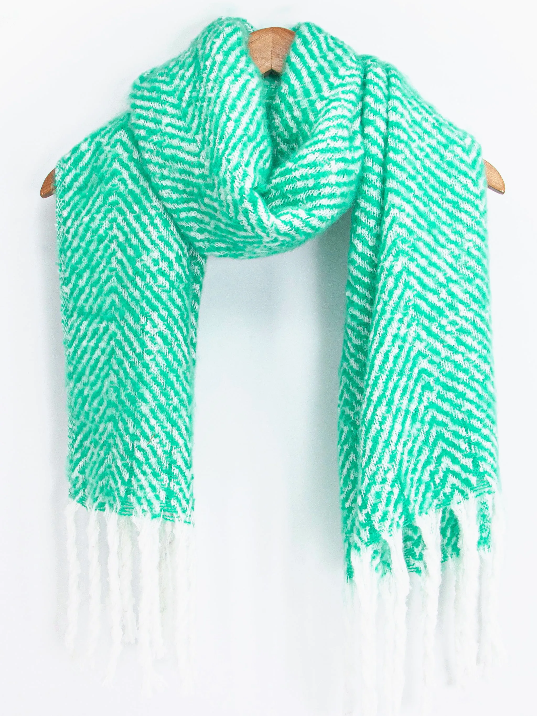 Cooper Heavyweight Scarf - Green, Herringbone