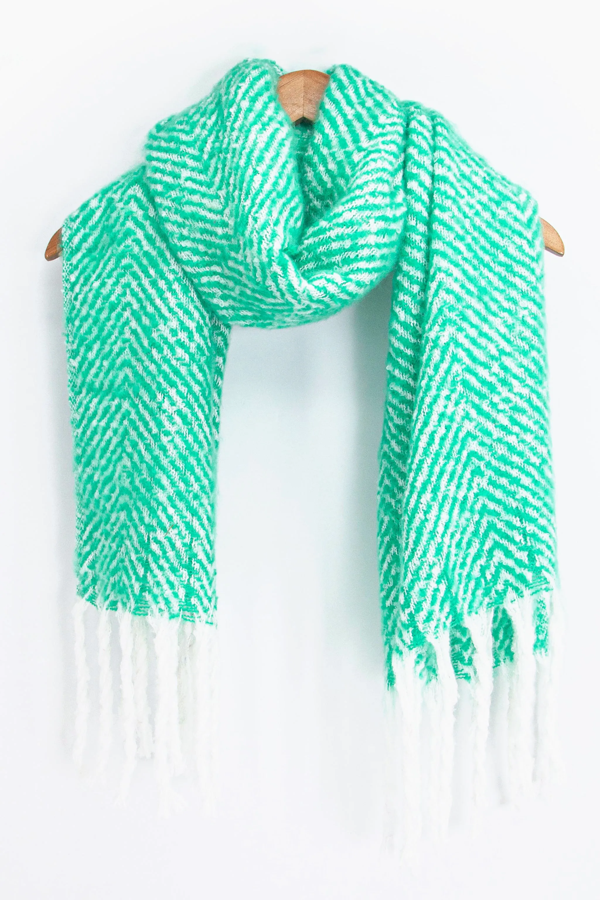 Cooper Heavyweight Scarf - Green, Herringbone