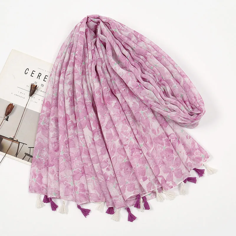 Cotton And Linen Feel Scarf Retro Ethnic Tassel