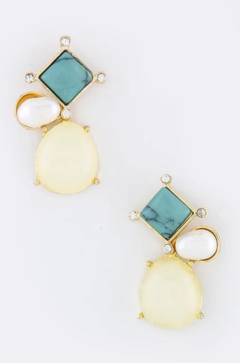 Cream & Turquoise Smolder Earrings