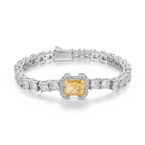 Crushed Ice Emerald Cut Tennis Bracelet - Fancy Yellow