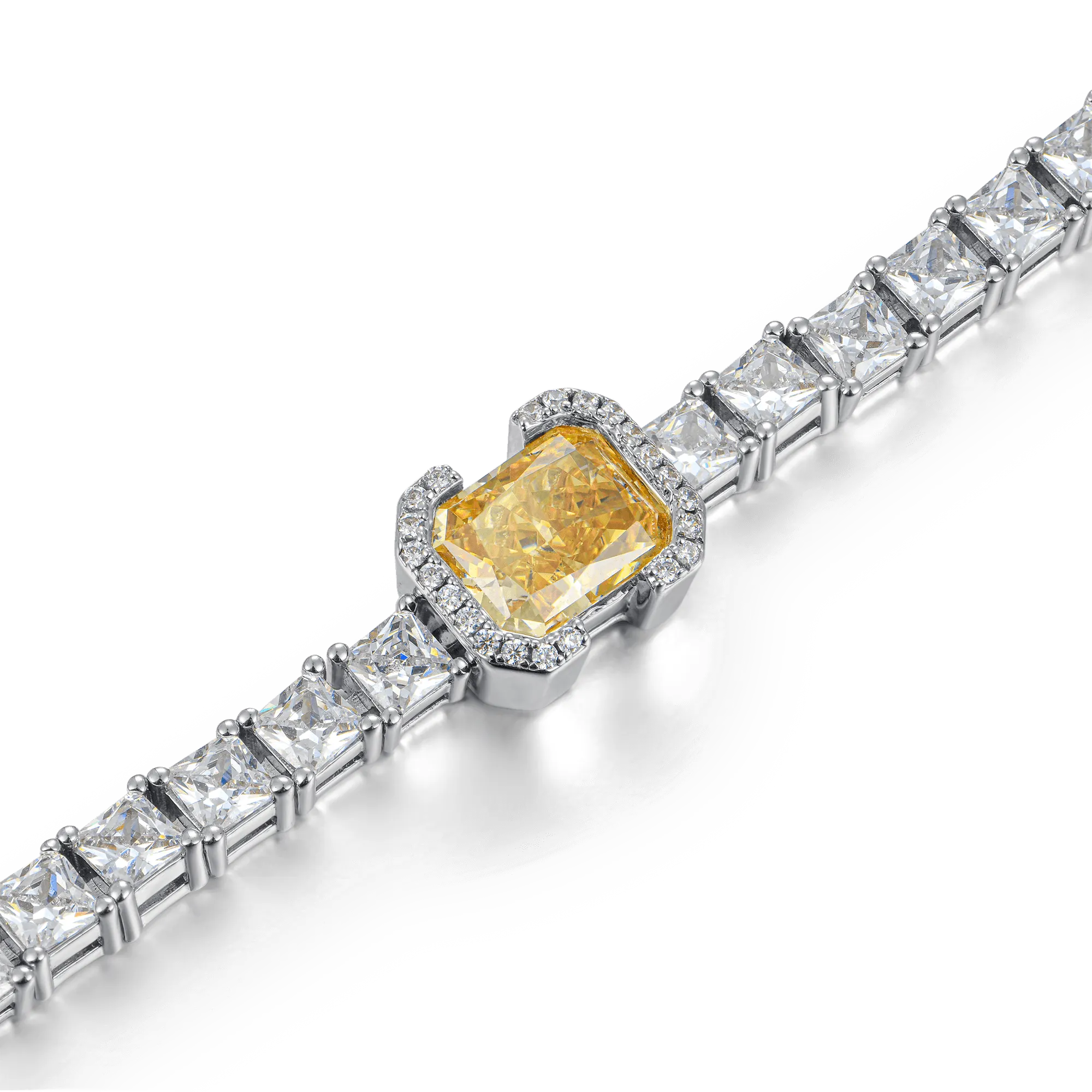 Crushed Ice Emerald Cut Tennis Bracelet - Fancy Yellow