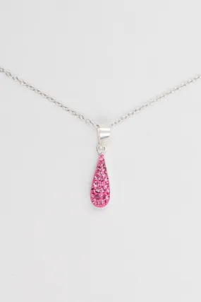 Crystal Teardrop Silver Necklace