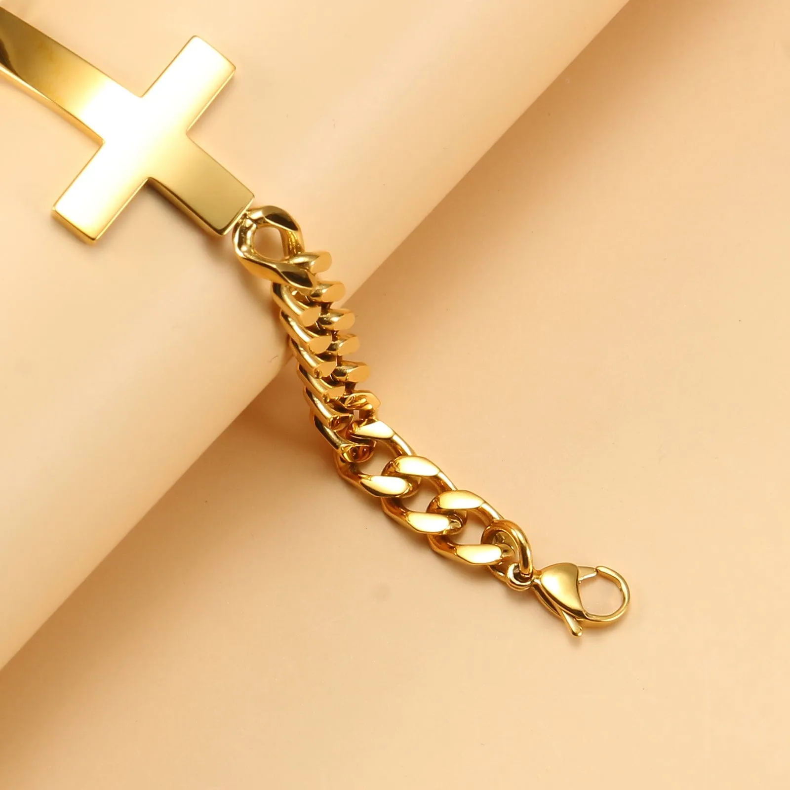 Cuban Chain Christian Cross Bracelet