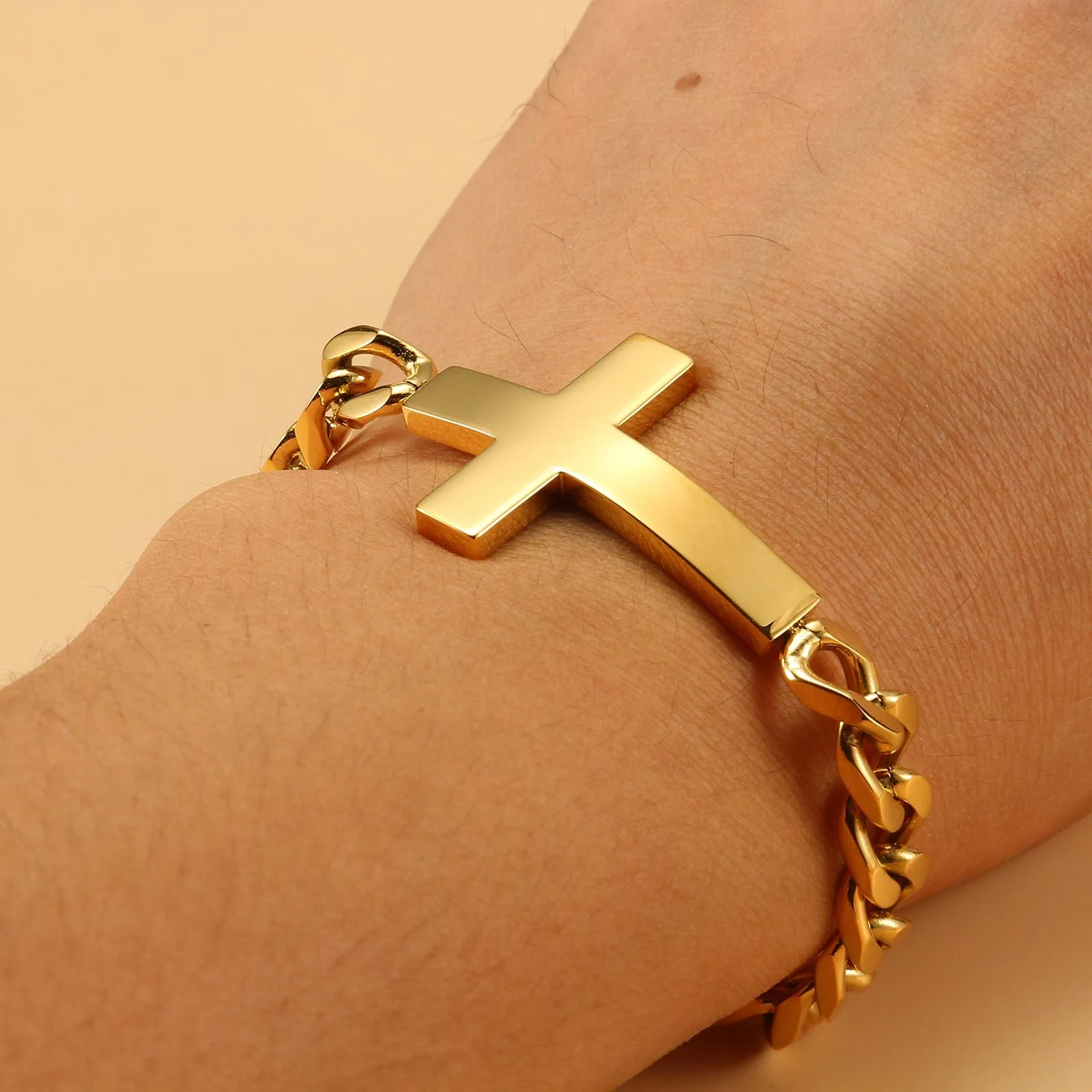 Cuban Chain Christian Cross Bracelet