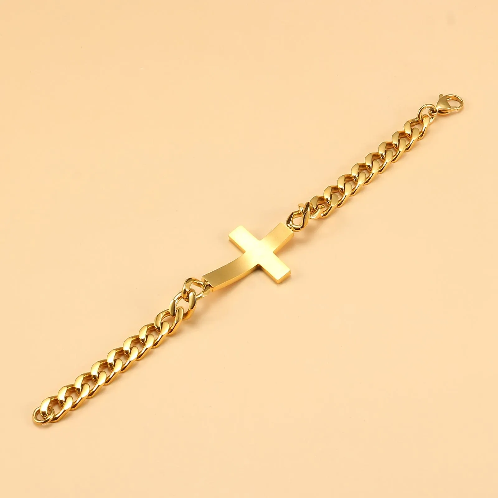 Cuban Chain Christian Cross Bracelet