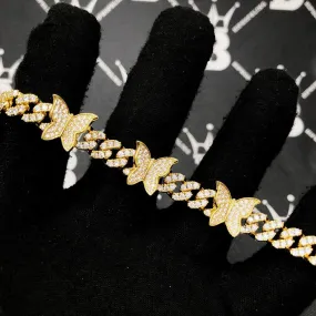 Cuban Link Butterfly Hip Hop Iced Out Bracelet