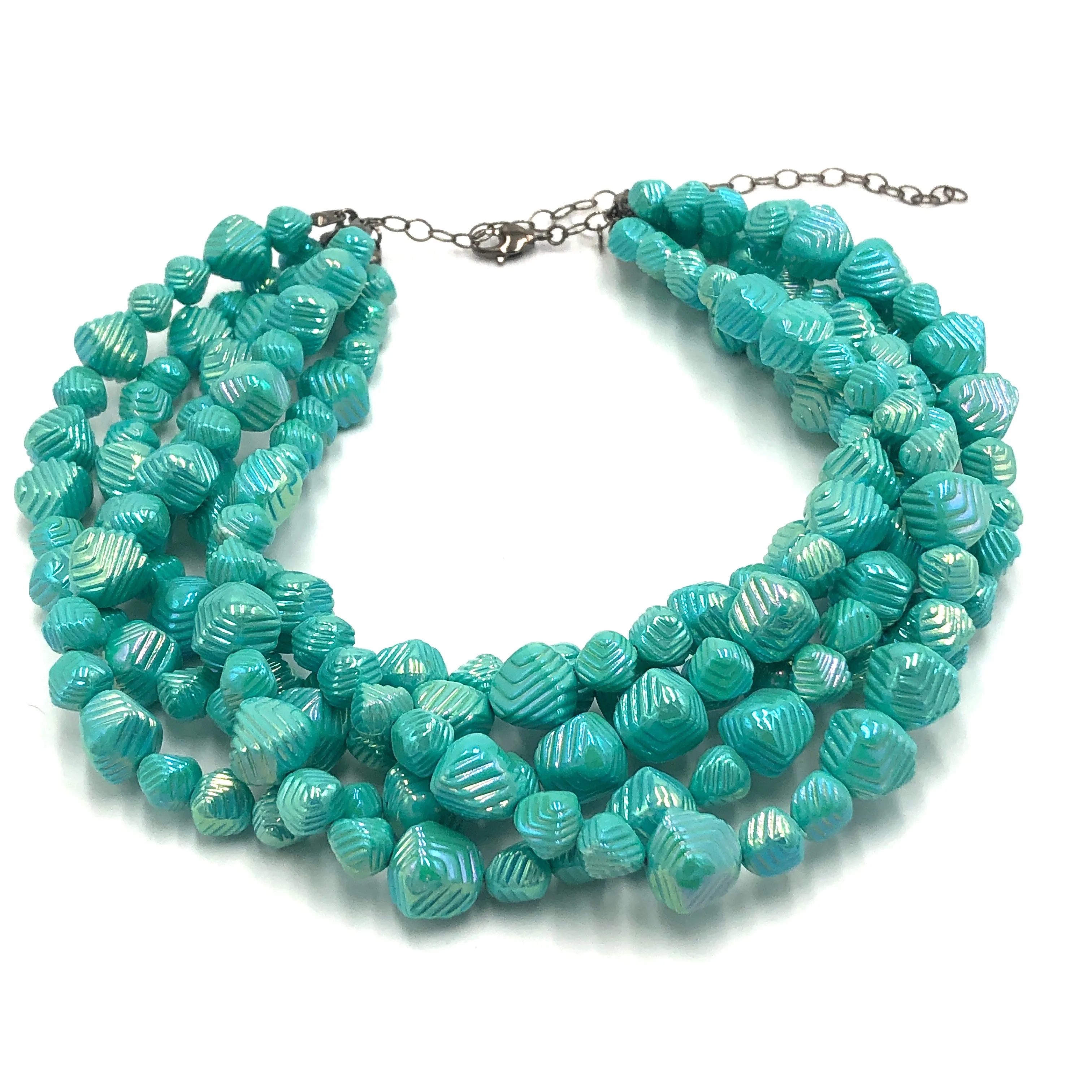 Cyan-Mint Stacked Deco Sylvie Necklace