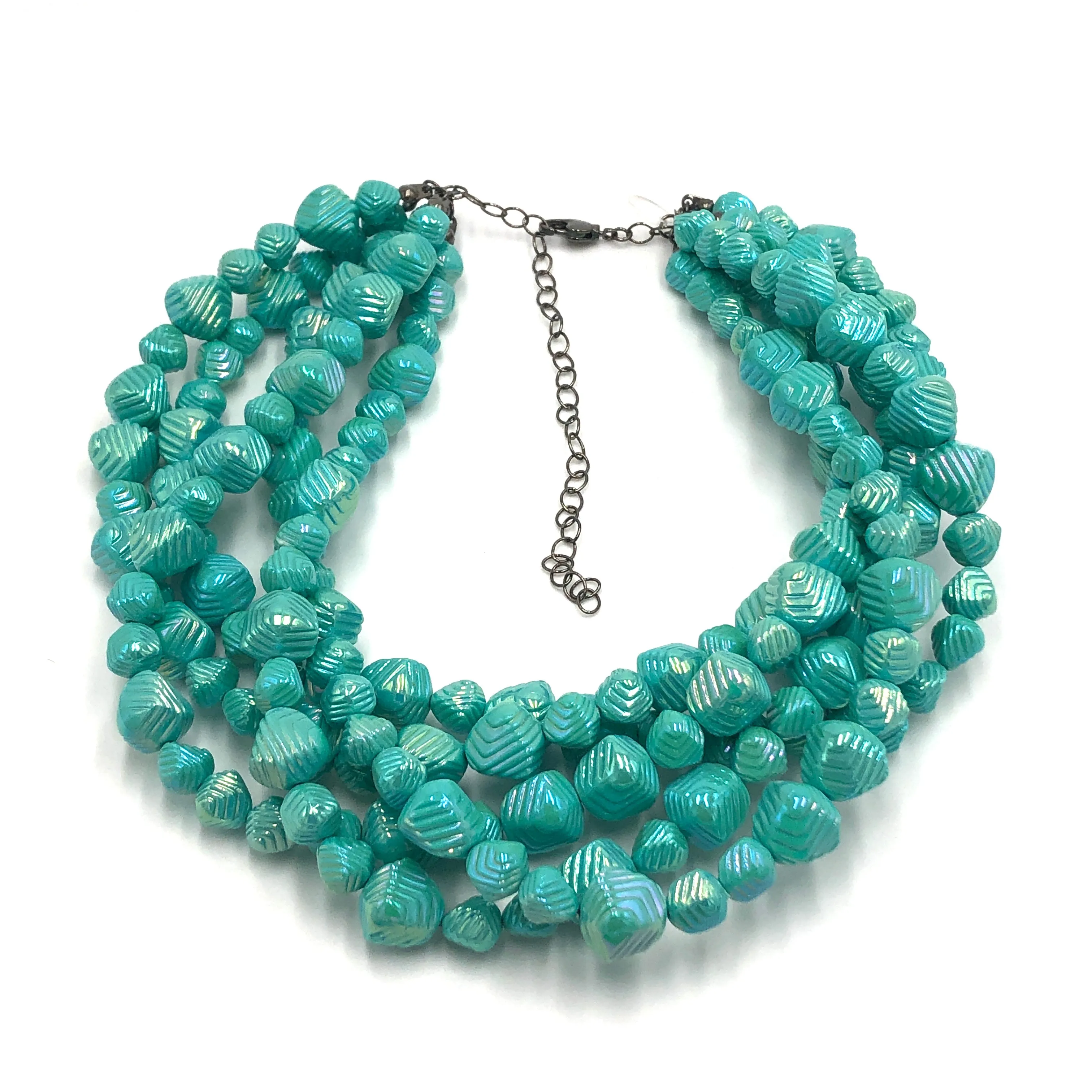 Cyan-Mint Stacked Deco Sylvie Necklace