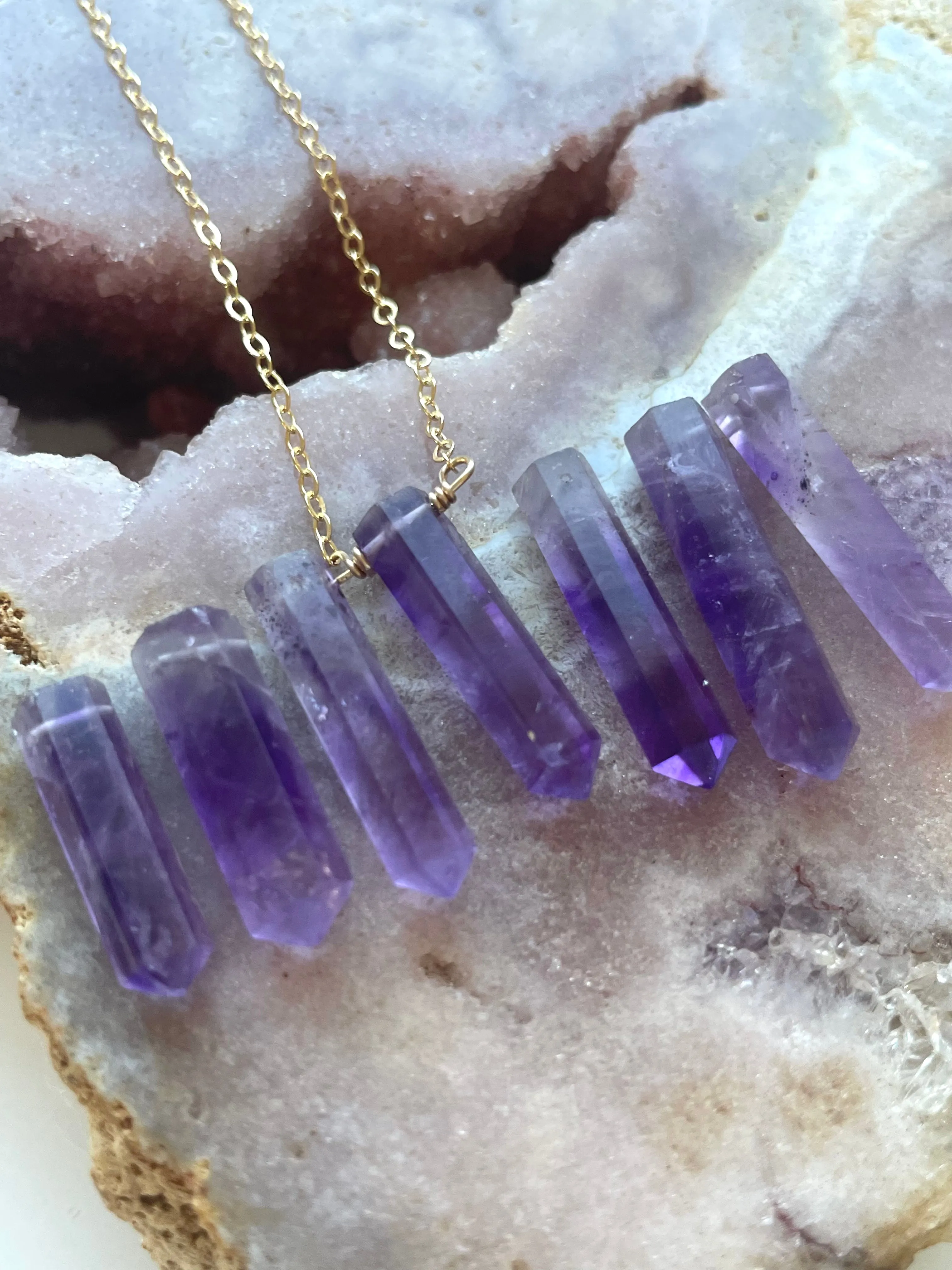 Dainty Amethyst Point Necklace February Birthstone Crystal