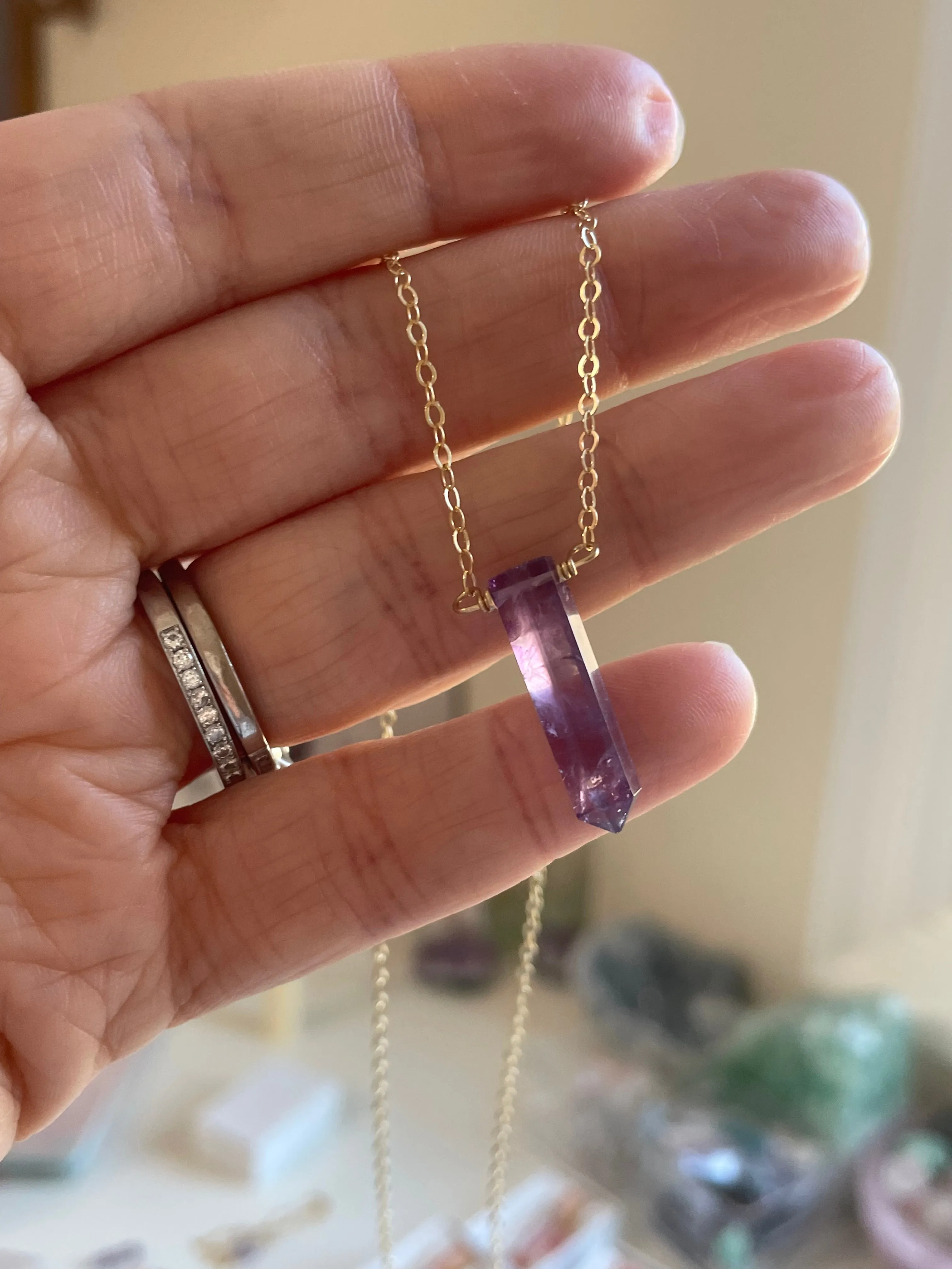 Dainty Amethyst Point Necklace February Birthstone Crystal