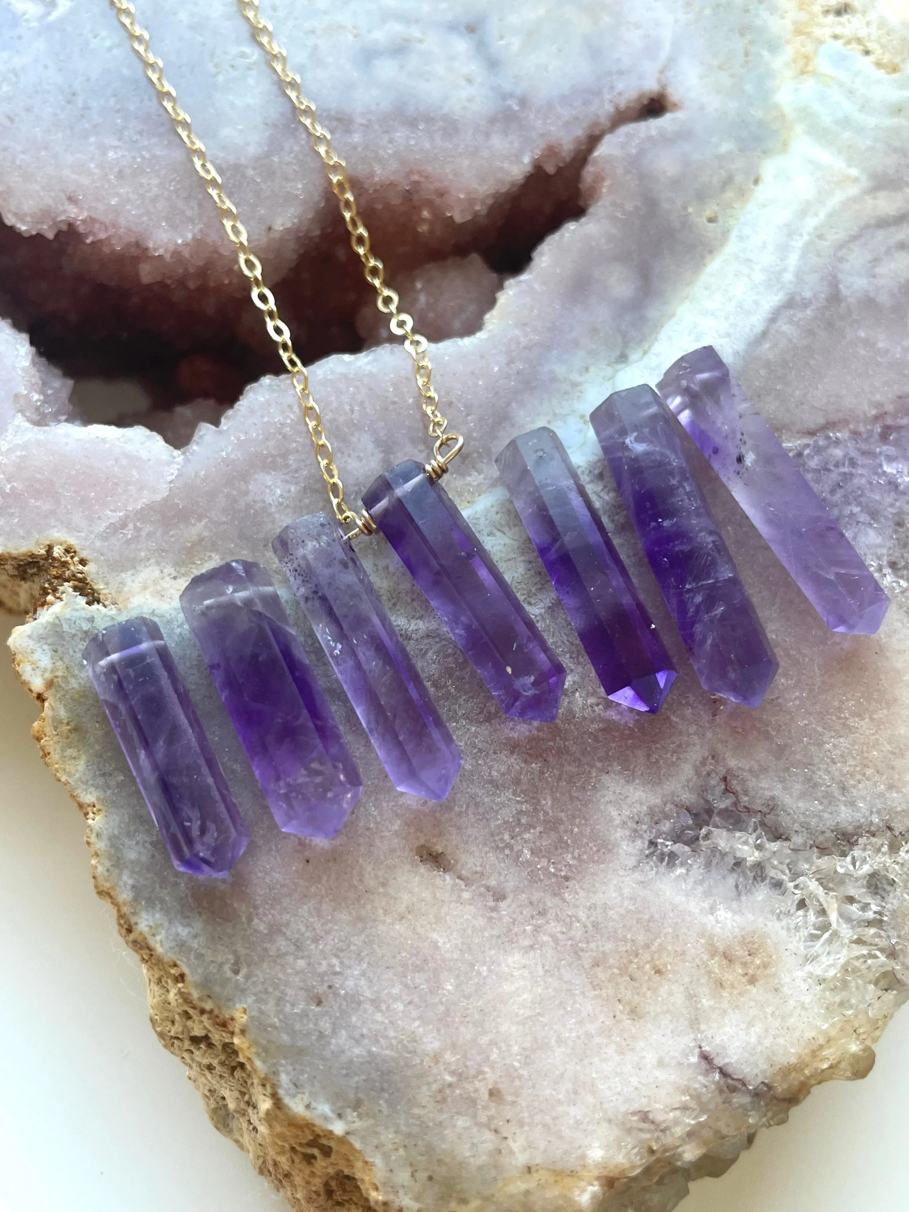 Dainty Amethyst Point Necklace February Birthstone Crystal