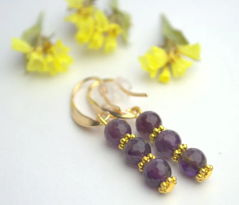 Dangle drop amethyst earrings Genuine lavender amethyst earrings Halloween gift Statement boho earrings Gemstone crystal earrings for her