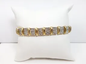 Dazzling 6 7/8" 10k Two Tone Gold Natural Diamond Custom Bracelet