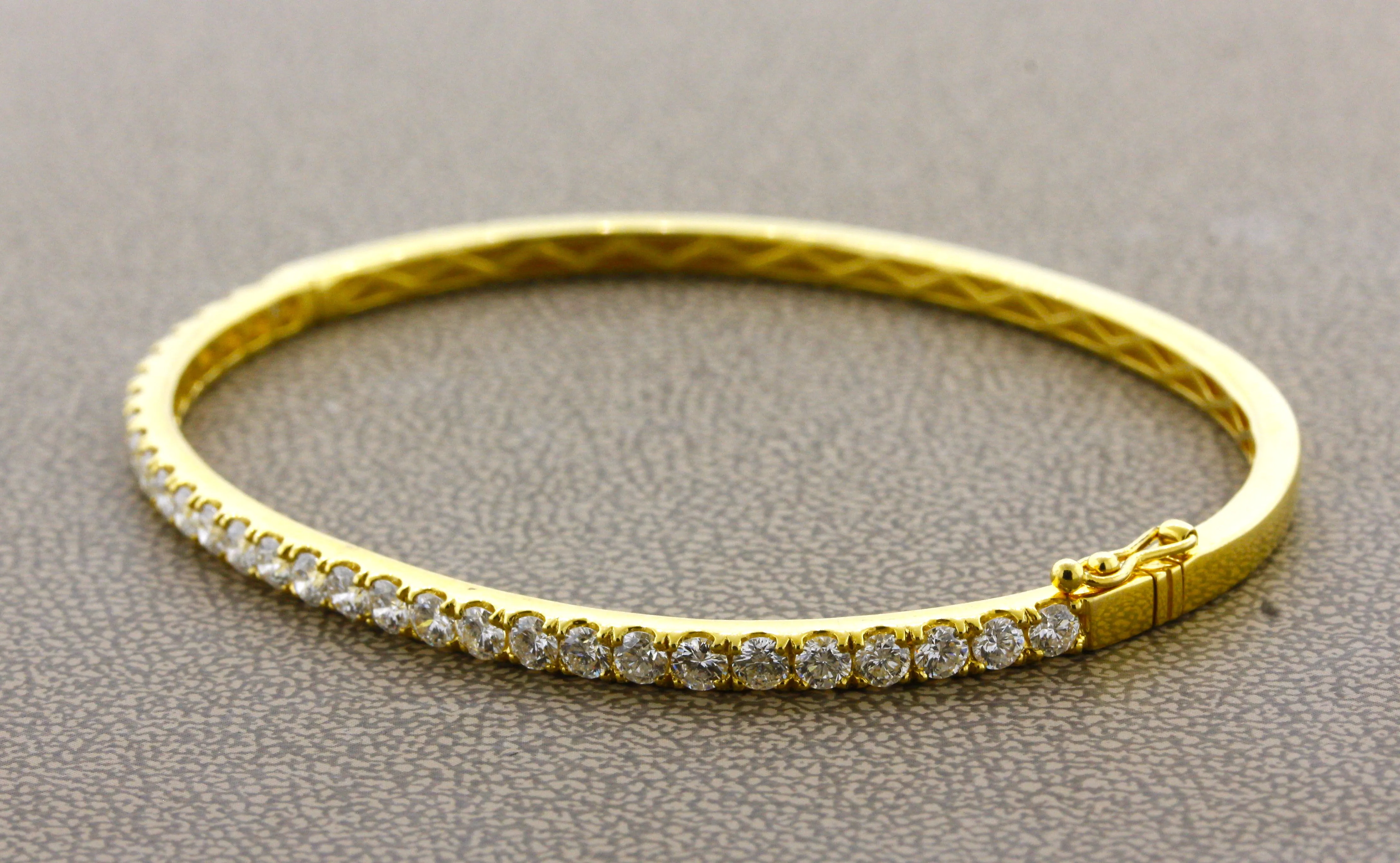 Diamond Half-Eternity Gold Bangle Bracelet