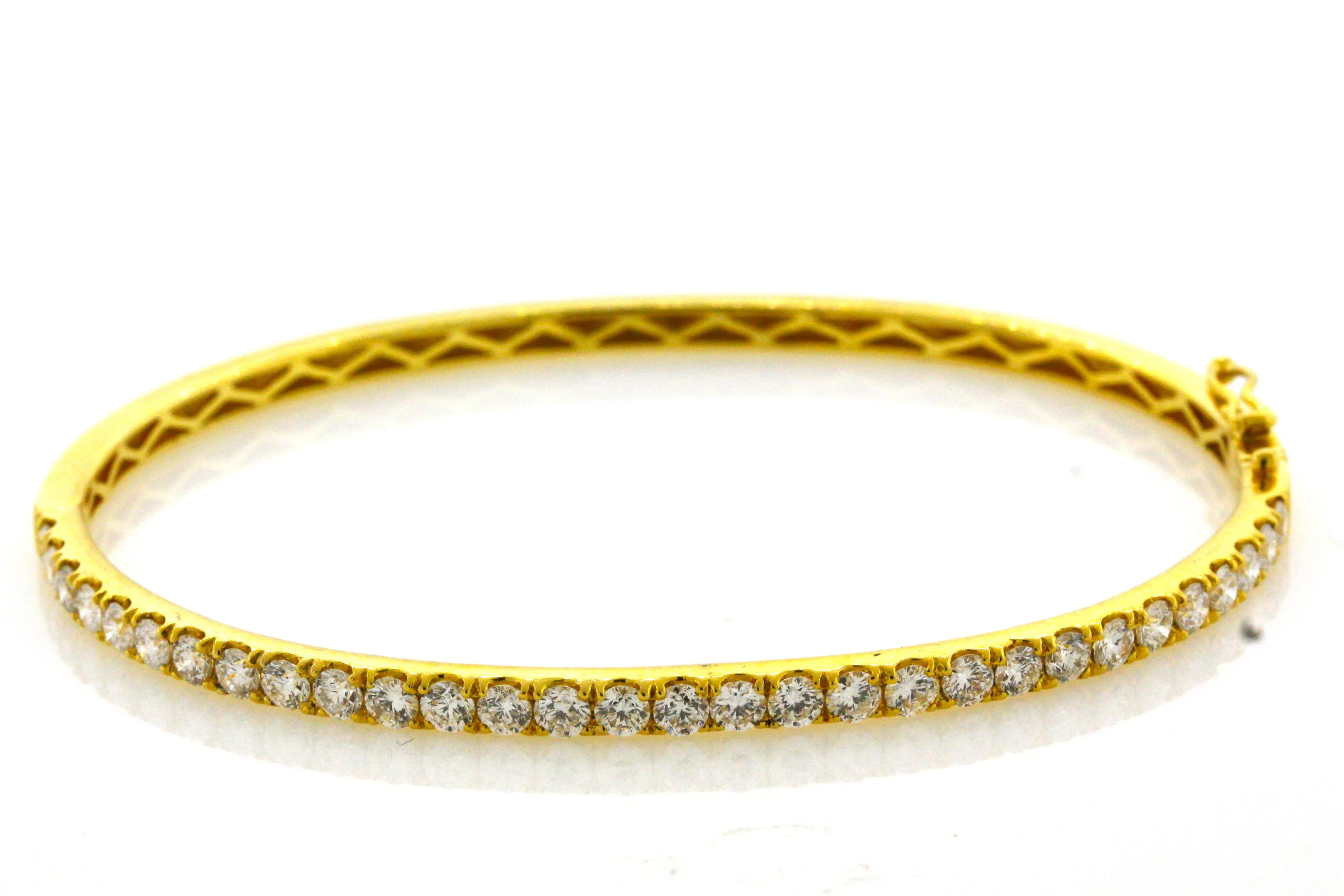 Diamond Half-Eternity Gold Bangle Bracelet