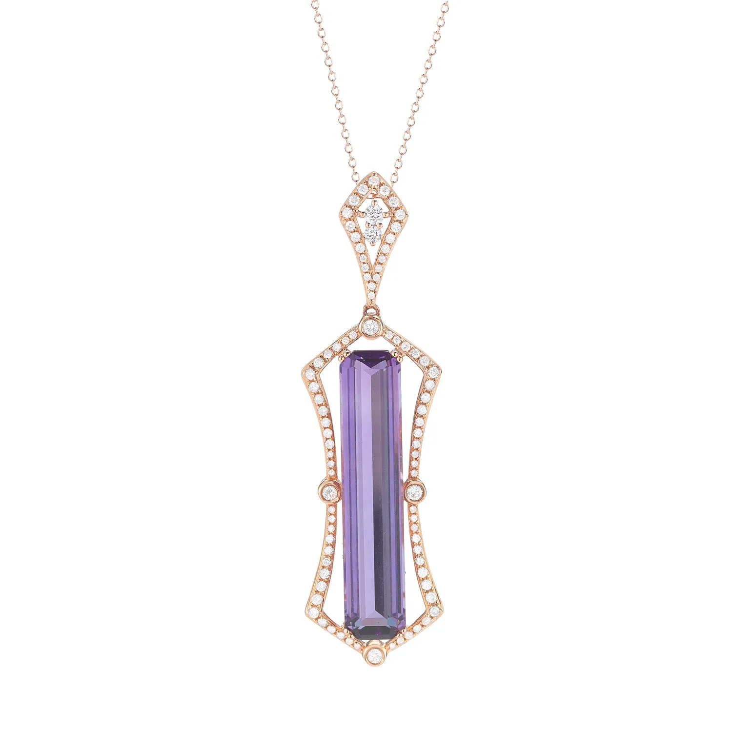 Diamond weight- .74  Amethyst weight- 12.11 (w/o chain)