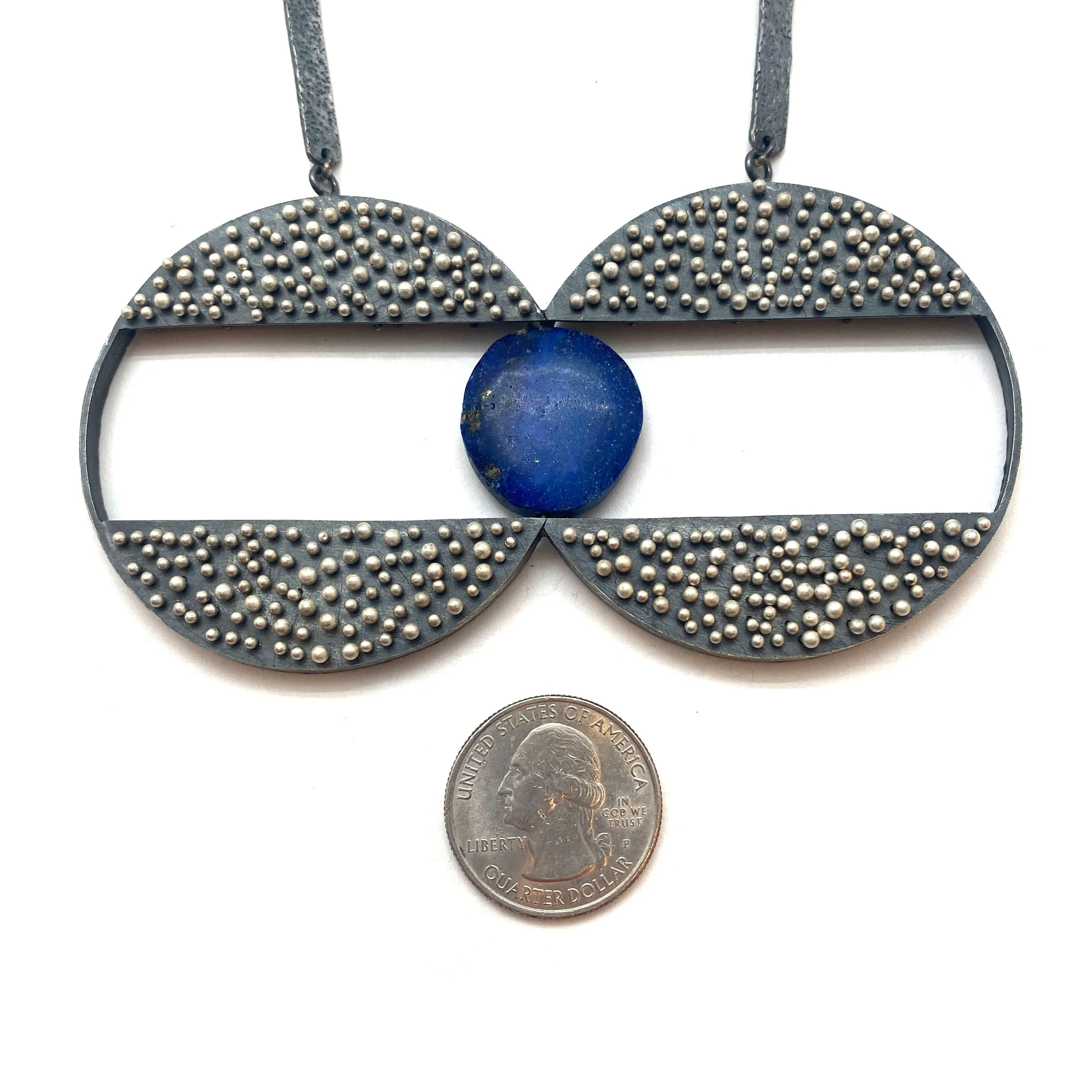 Dual Circle Lapis Necklace