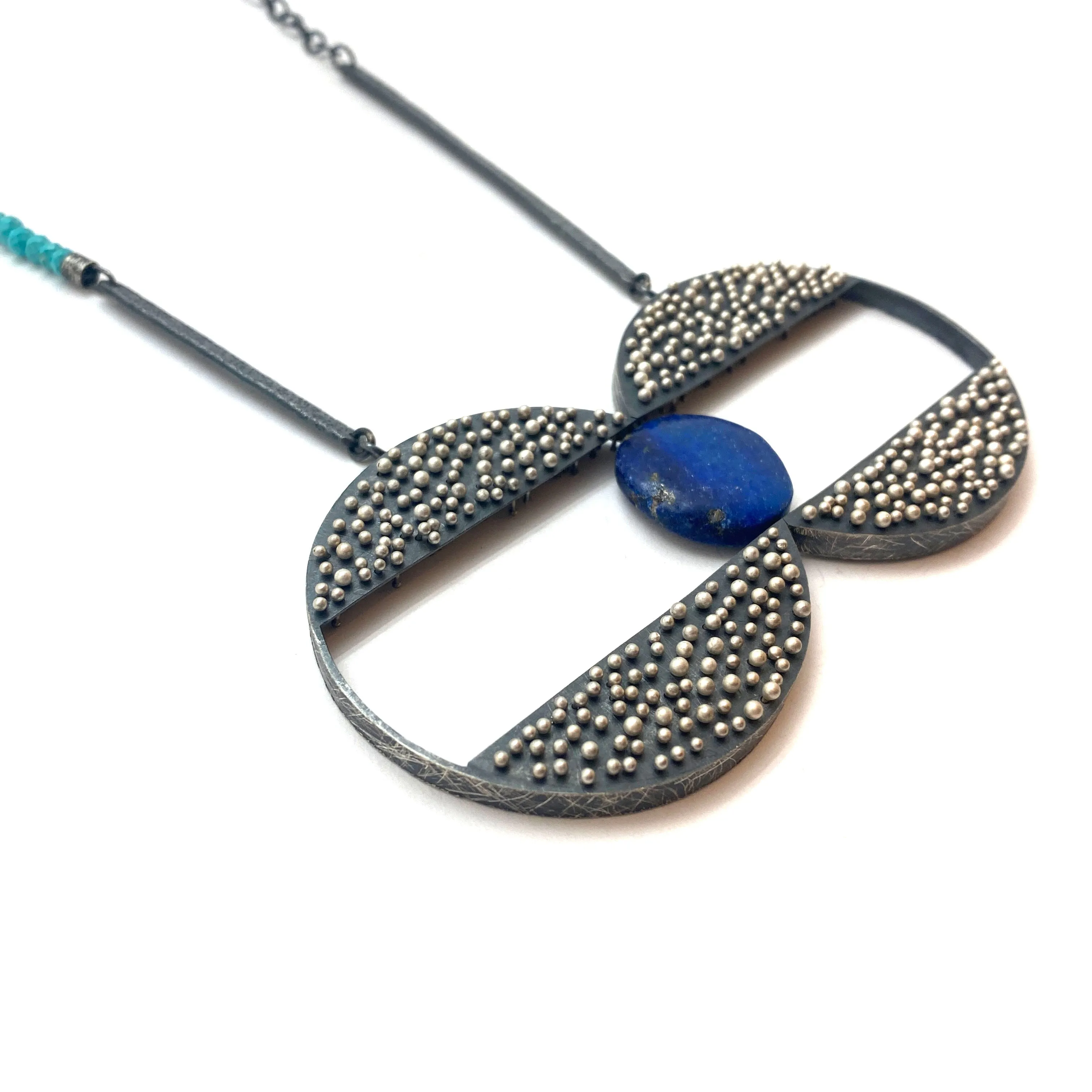 Dual Circle Lapis Necklace